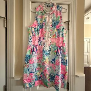 LN Lilly Pulitzer Alexa Shift dress in Multi Pop-Up Summer Remix Patch size 14